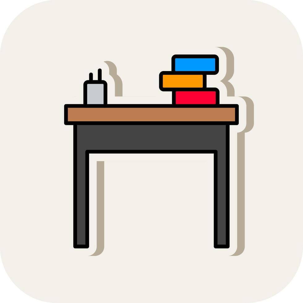 School Desk Line Filled White Shadow Icon vector