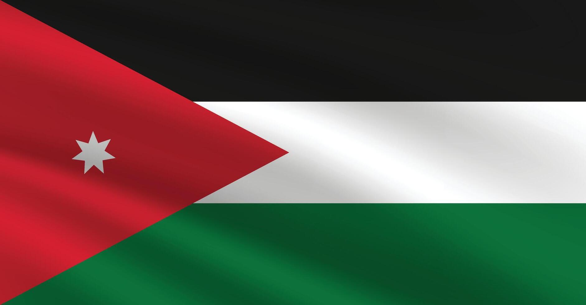 Jordan flag illustration. Jordan national flag. Waving Jordan flag. vector