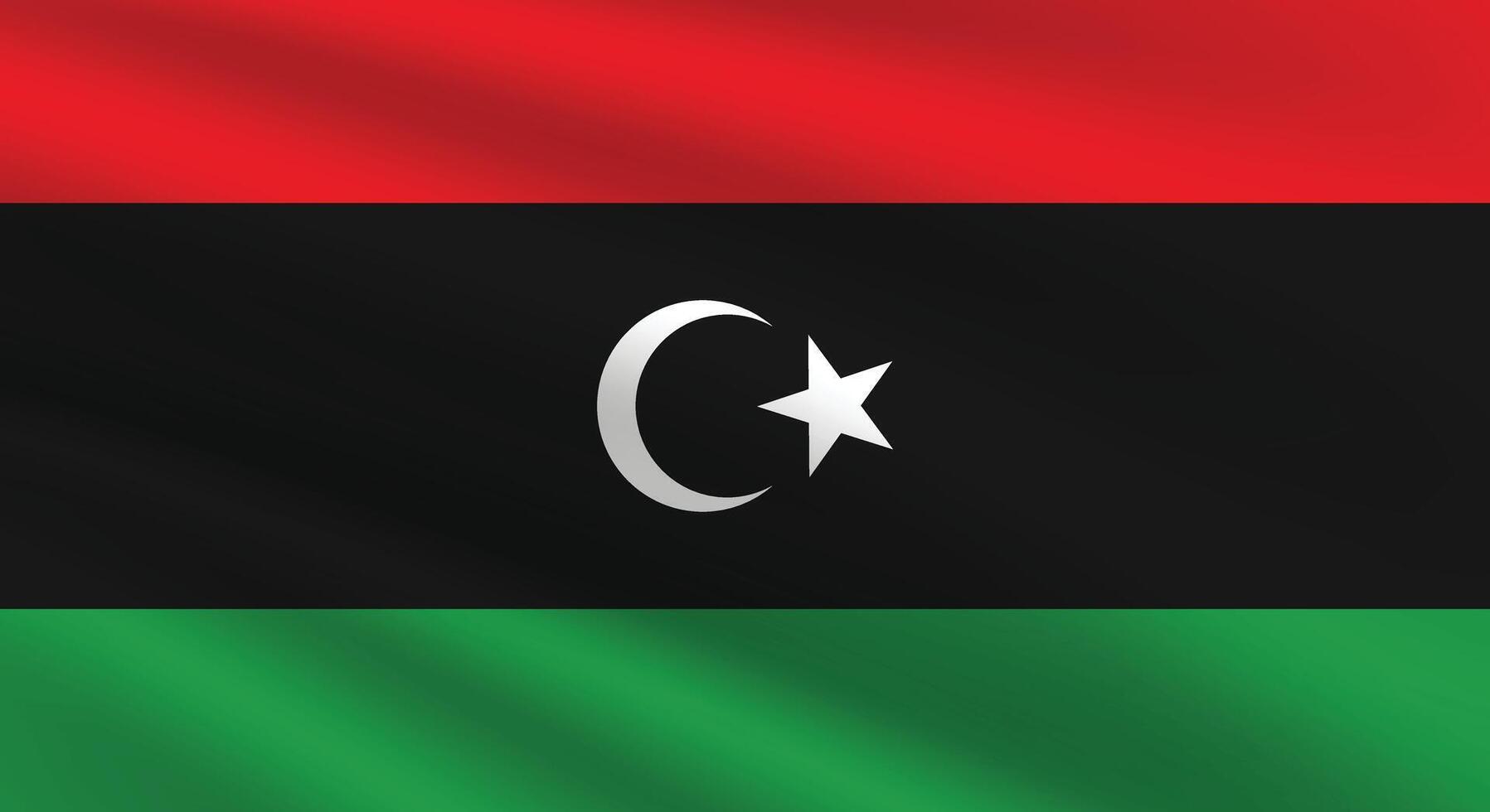 Libya flag illustration. Libya national flag. Waving Libya flag. vector