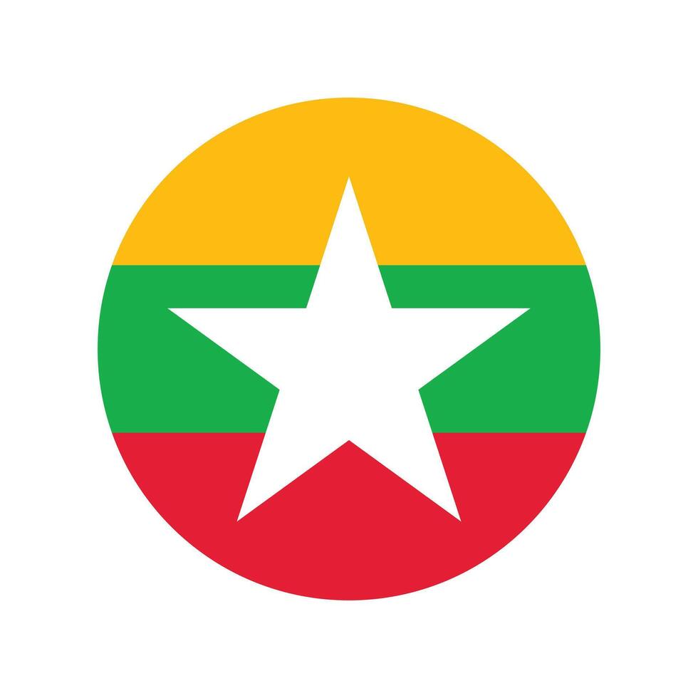 Myanmar national flag illustration. Myanmar Round flag. vector
