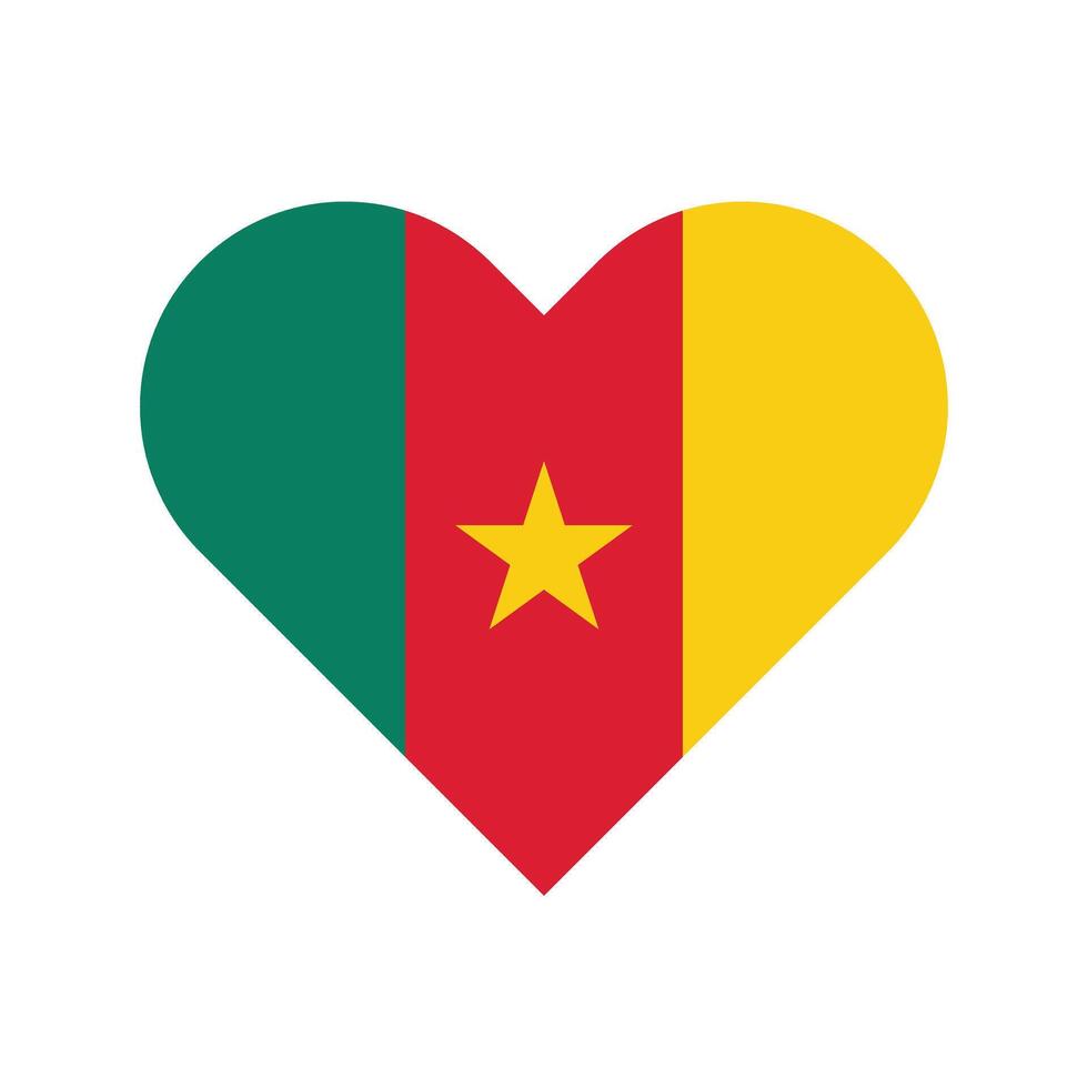 Cameroon national flag illustration. Cameroon Heart flag. vector
