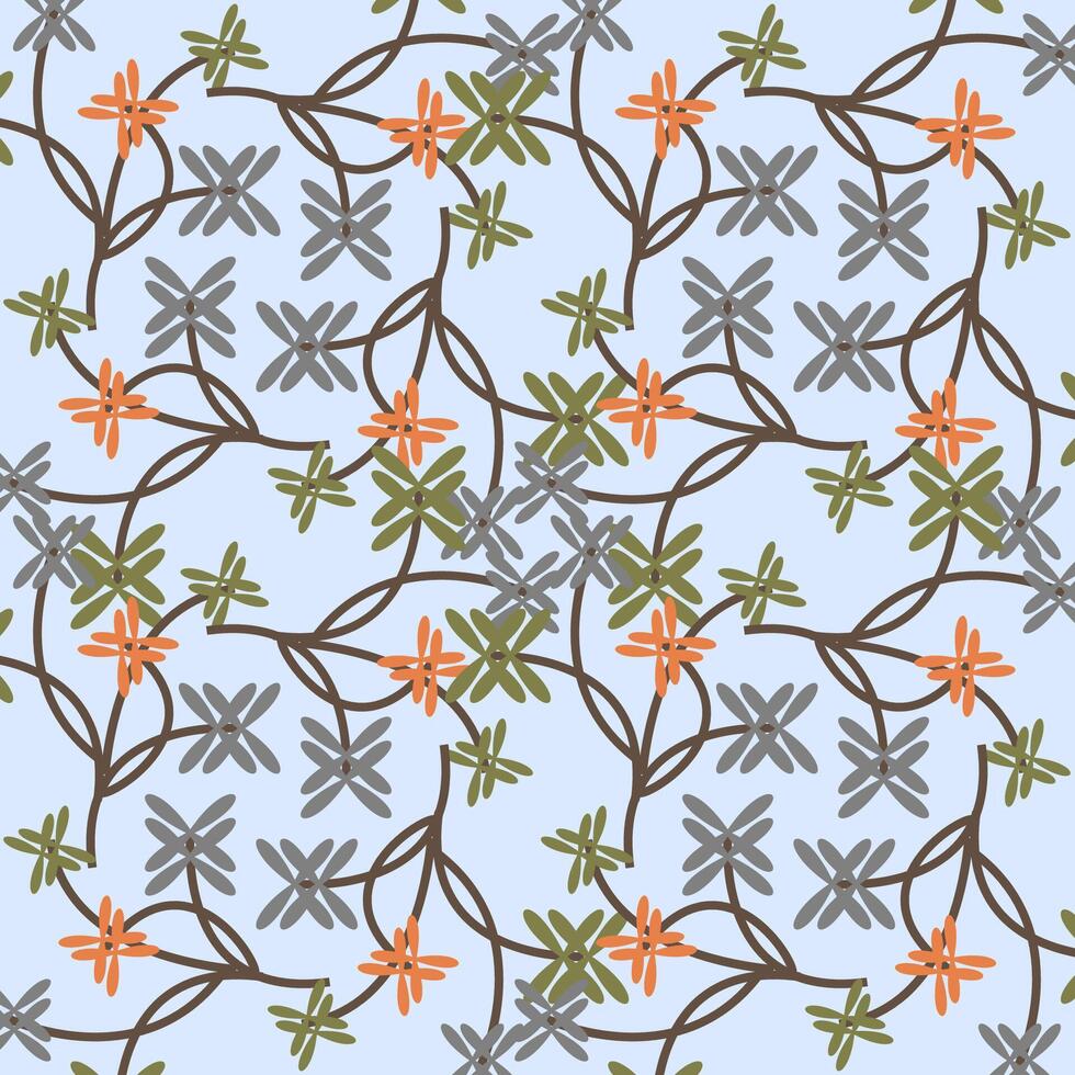 Seamless pattern with monochromatic flowers on stems in Art Deco style vector