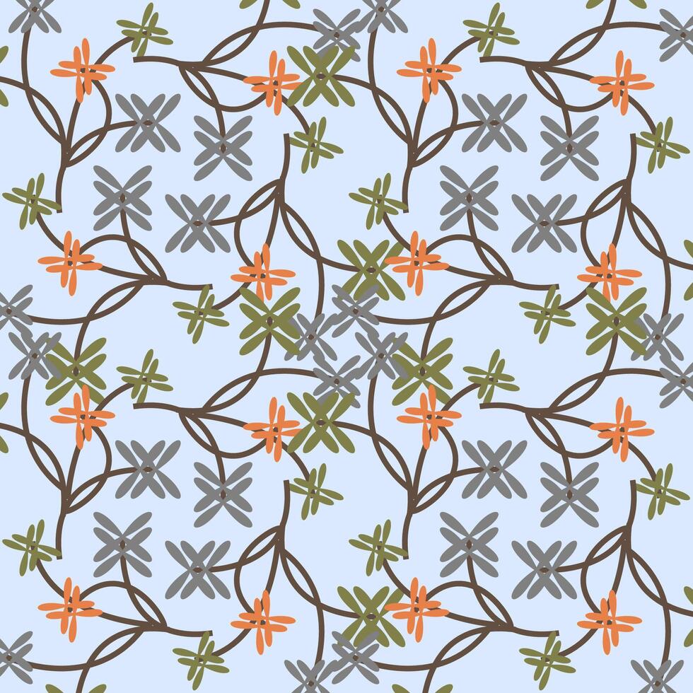 Seamless pattern with monochromatic flowers on stems in Art Deco style vector