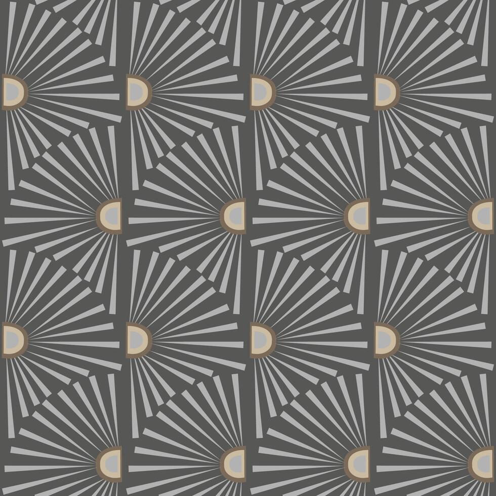 Seamless pattern with daisies or suns in art deco style vector