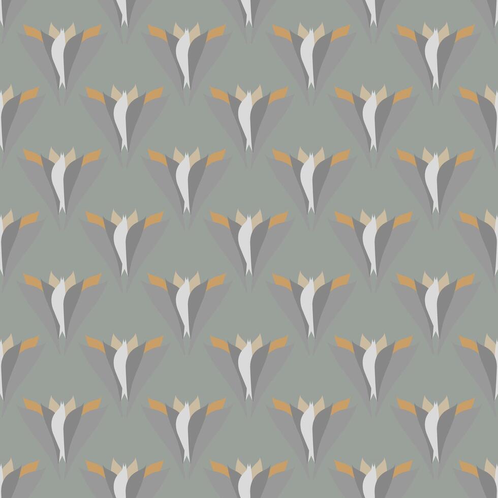 Seamless pattern of graphic geometric elements similar to feathers or wings vector