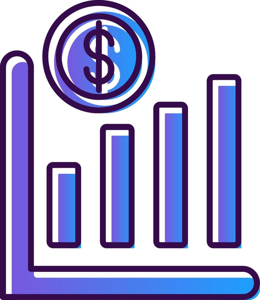 Line Chart Gradient Filled Icon vector