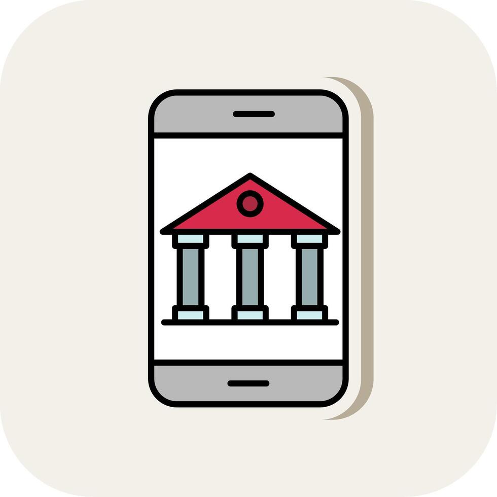 Online Banking Line Filled White Shadow Icon vector