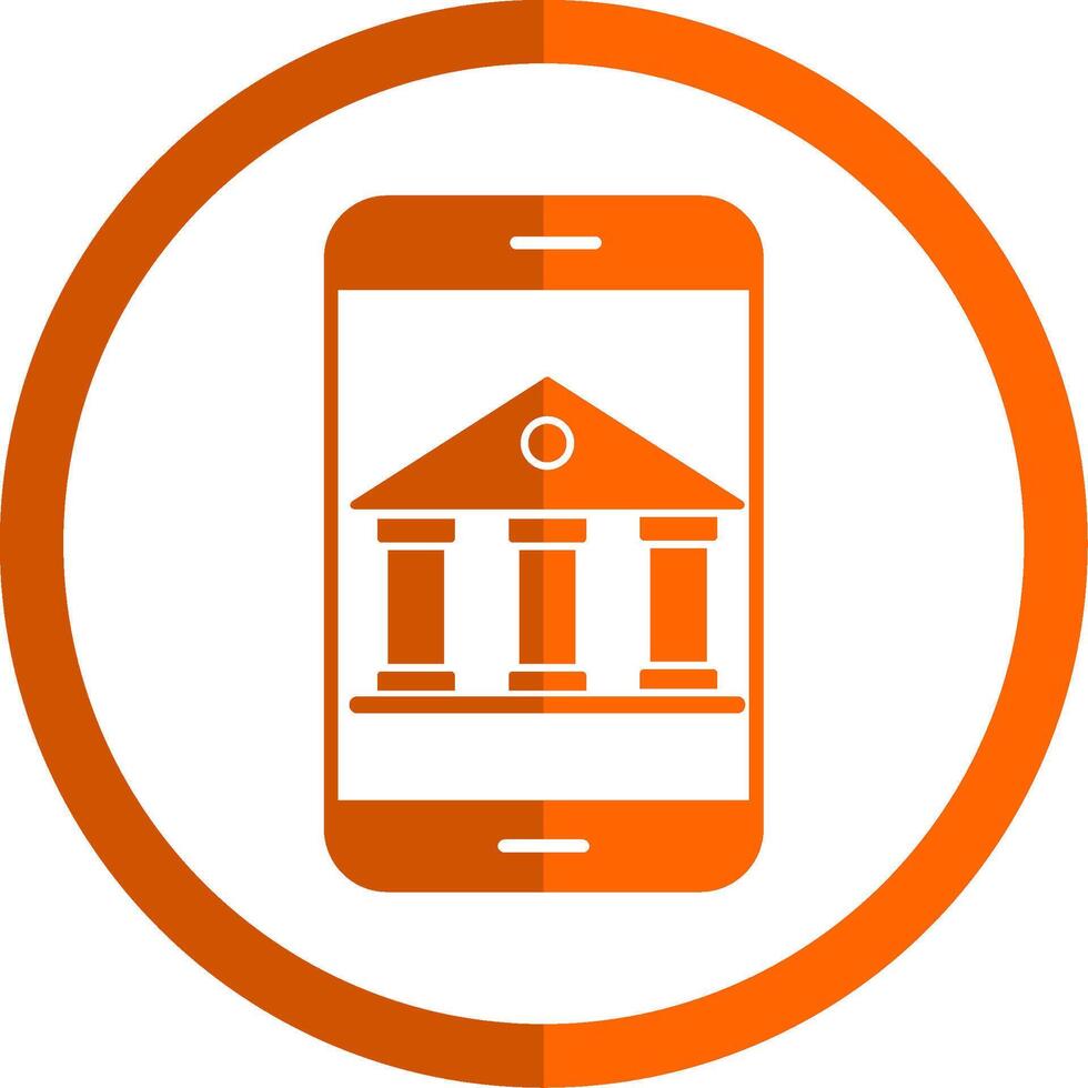 Online Banking Glyph Orange Circle Icon vector