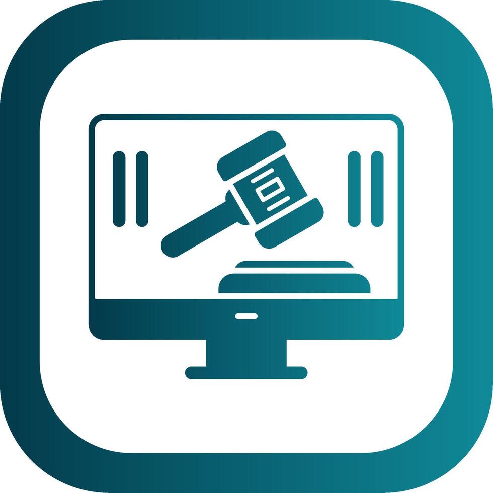 Auction Glyph Gradient Round Corner Icon vector