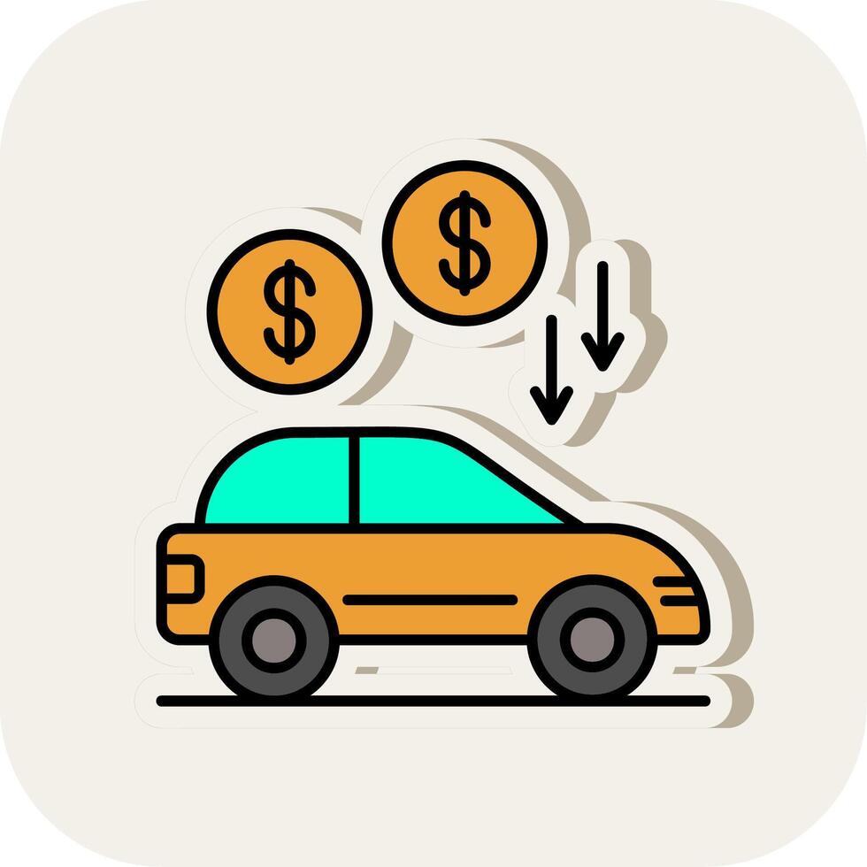 Car Loan Line Filled White Shadow Icon vector