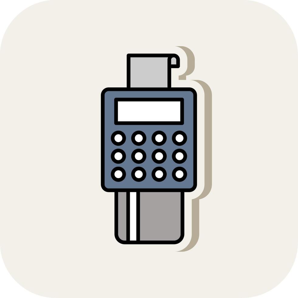 Bank Terminal Line Filled White Shadow Icon vector