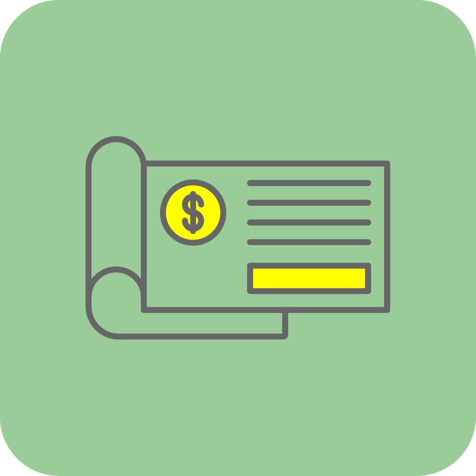 Bank Check Filled Yellow Icon vector