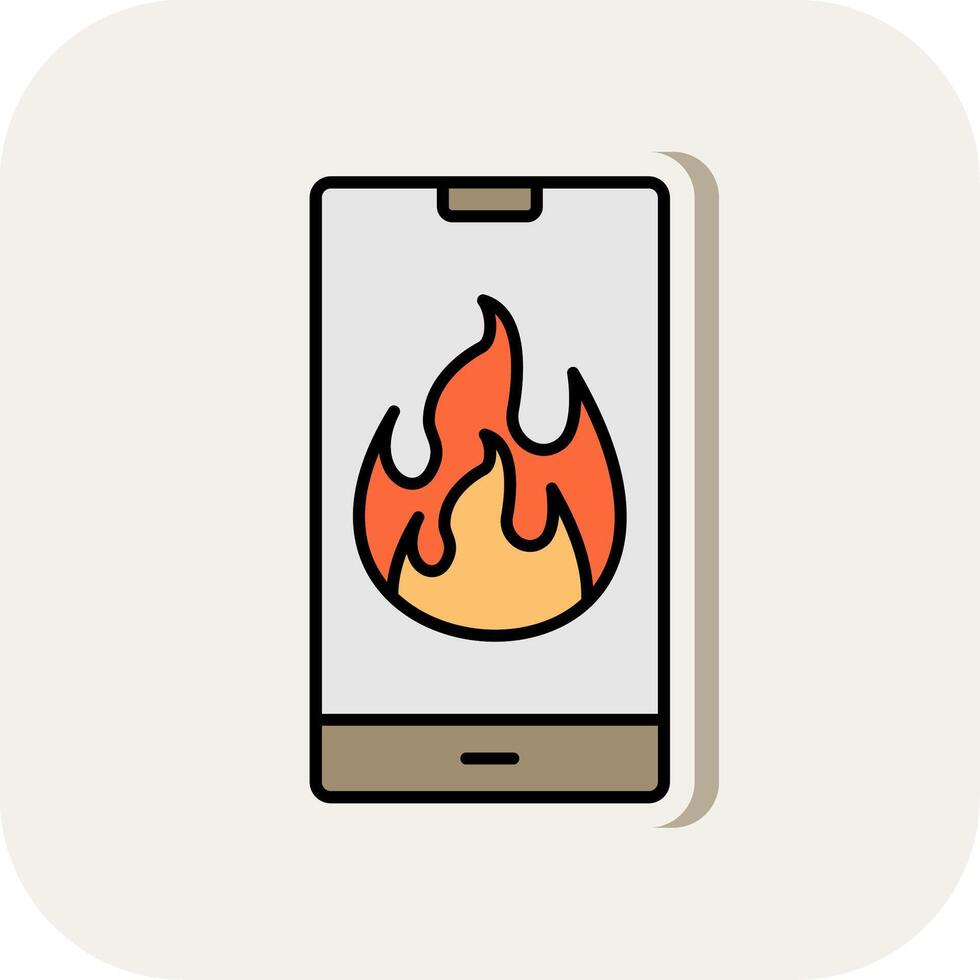 Flame Line Filled White Shadow Icon vector