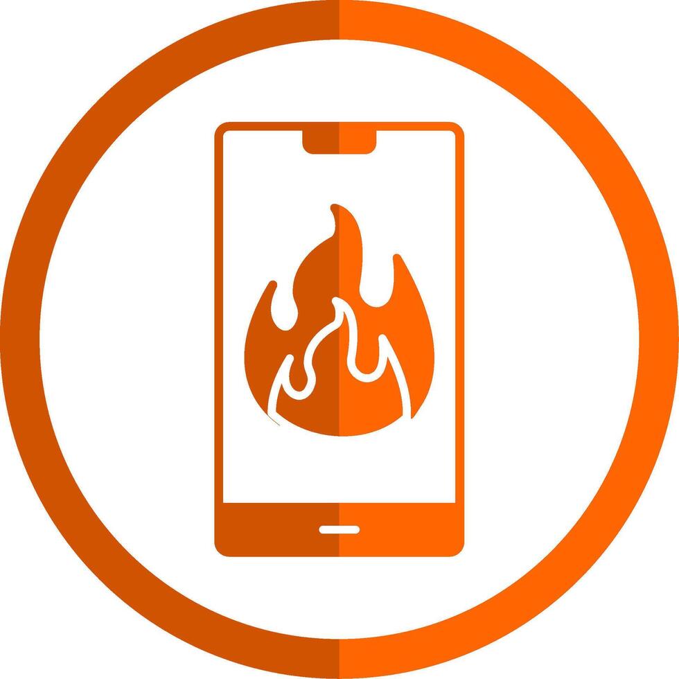 fuego glifo naranja circulo icono vector