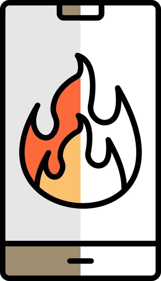 Flame Filled Half Cut Icon vector