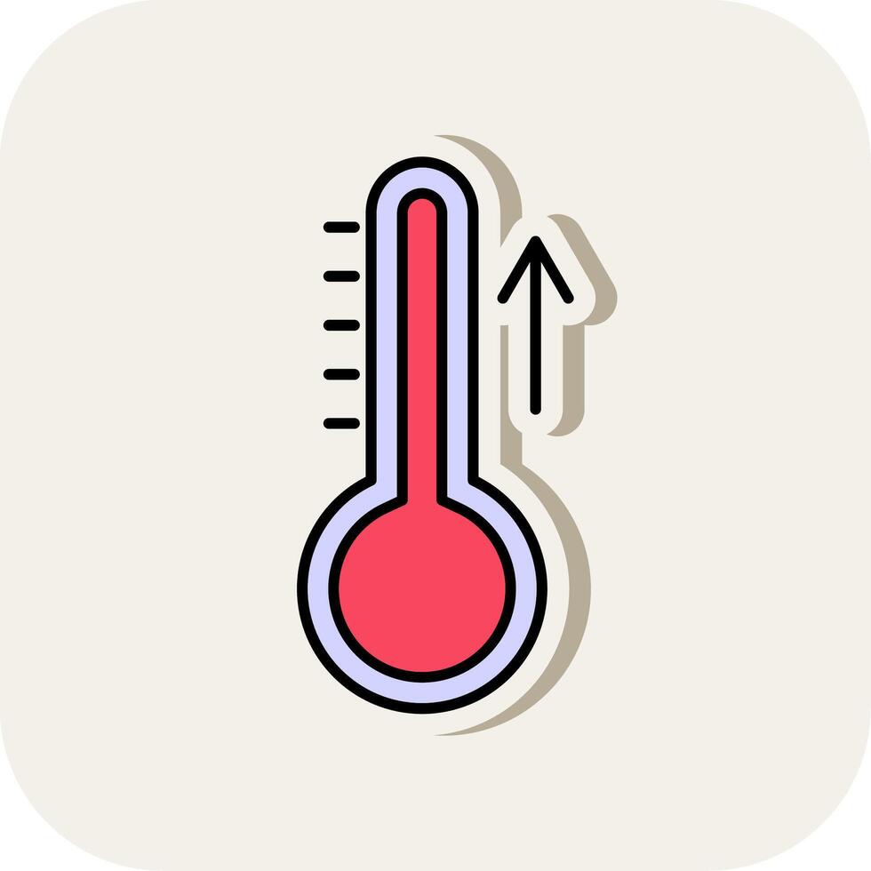Rising Temperature Line Filled White Shadow Icon vector