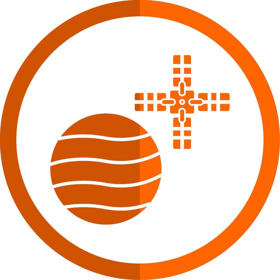 Venus With Satellite Glyph Orange Circle Icon vector