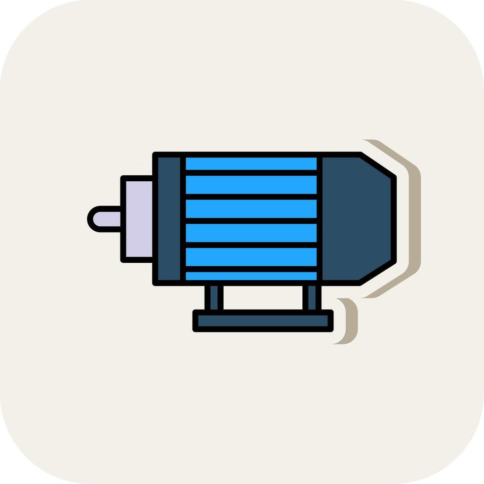 Electric Motor Line Filled White Shadow Icon vector