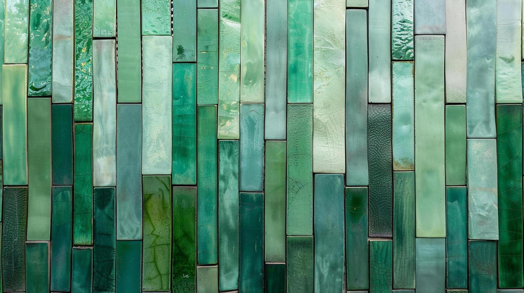 Green ceramic decorative tiles background, simple texture, old vintage ceramic rectangular tiles in green to decorate the kitchen or bathroom photo