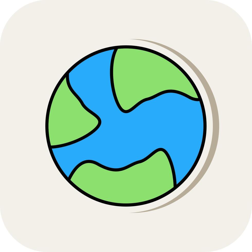 Earth Line Filled White Shadow Icon vector