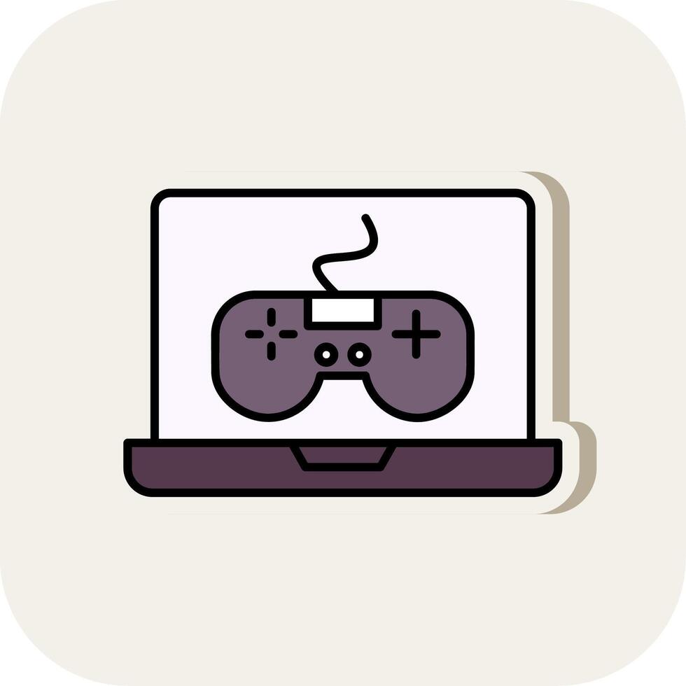 game Line Filled White Shadow Icon vector