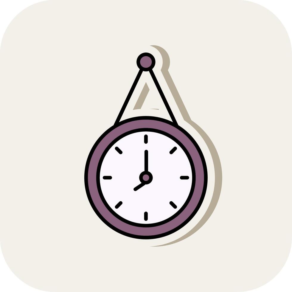 Wall Clock Line Filled White Shadow Icon vector