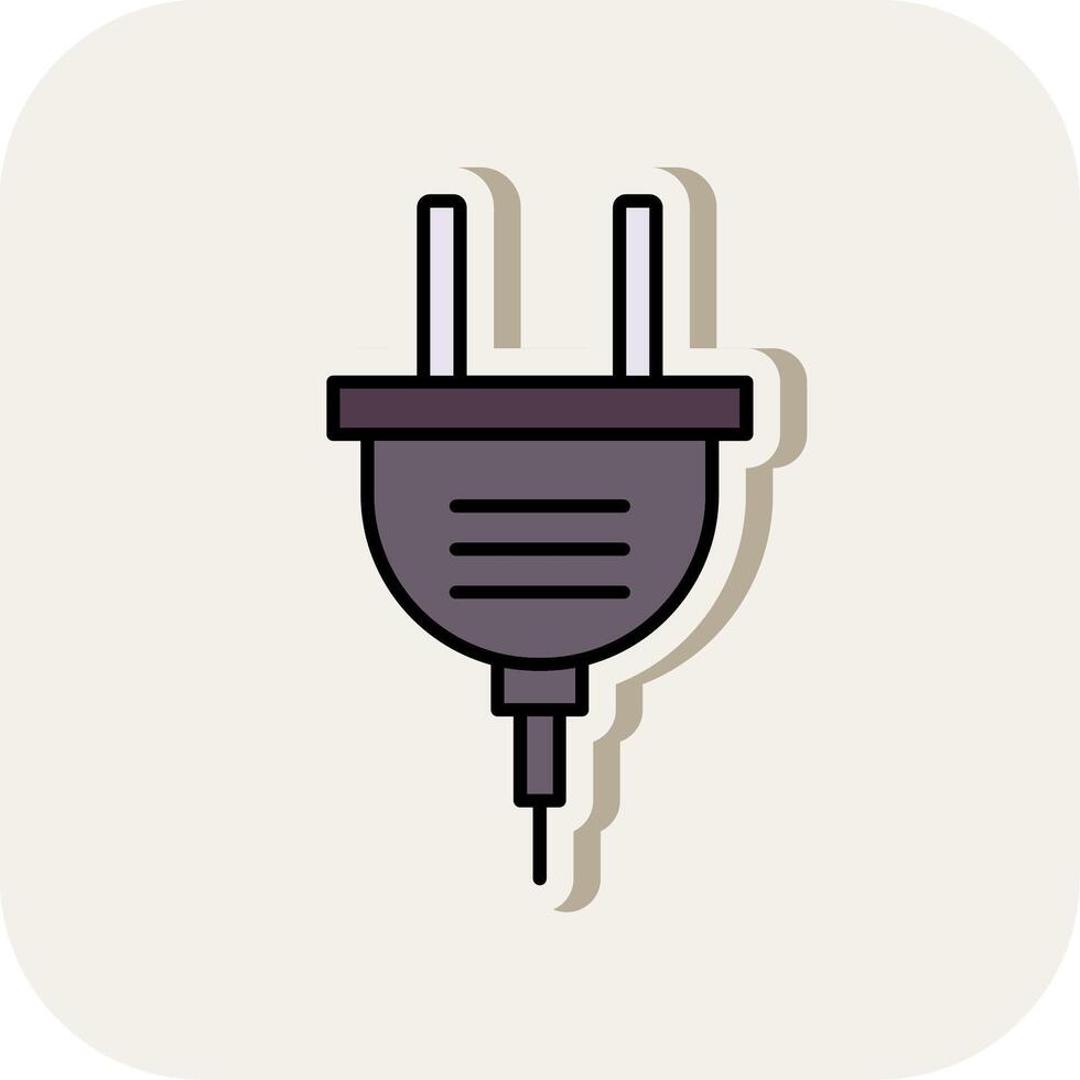 Power Plug Line Filled White Shadow Icon vector