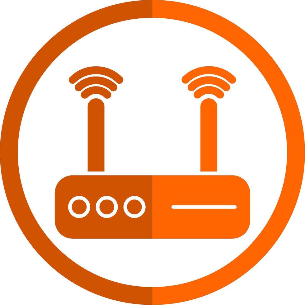 Modem Glyph Orange Circle Icon vector