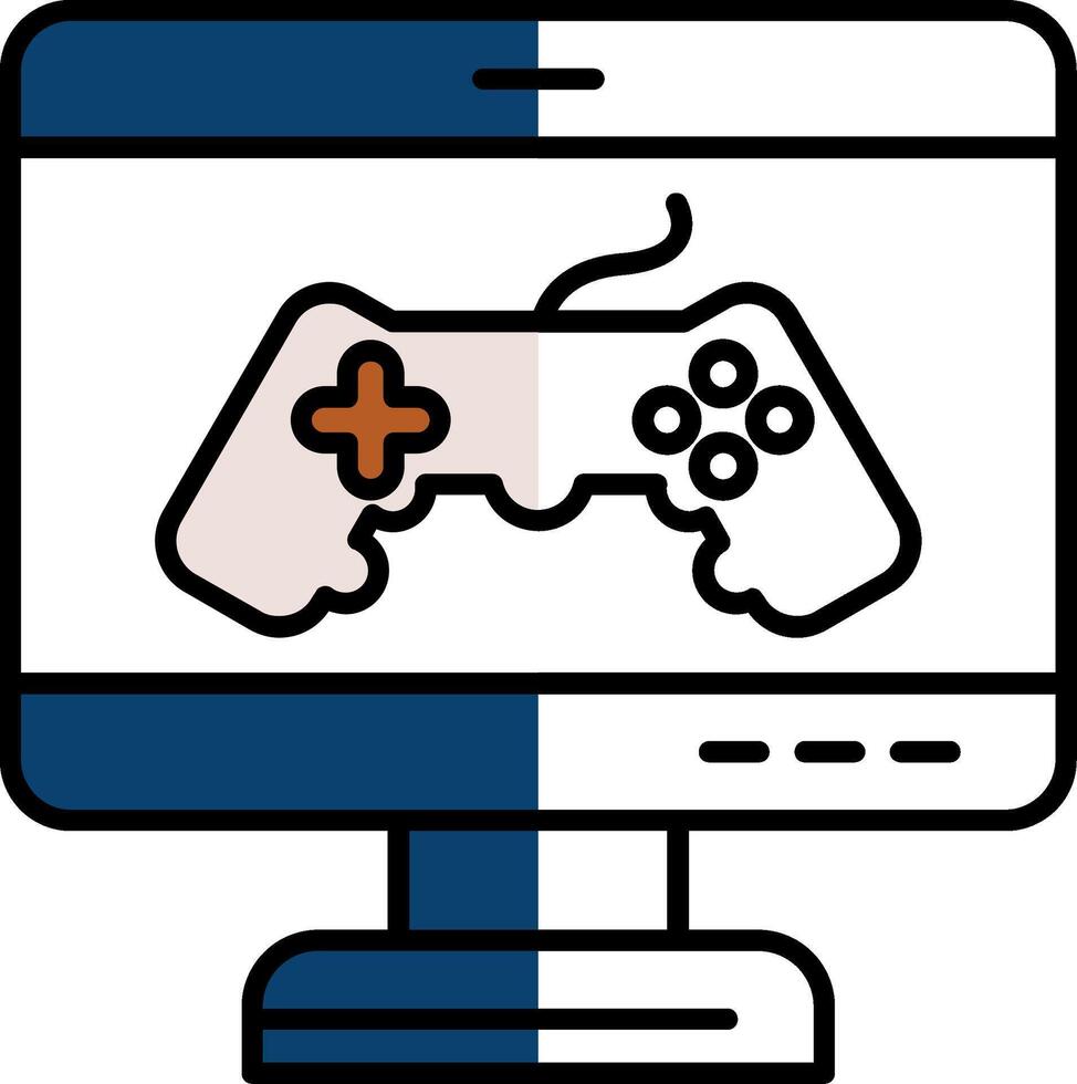 juego lleno medio cortar icono vector