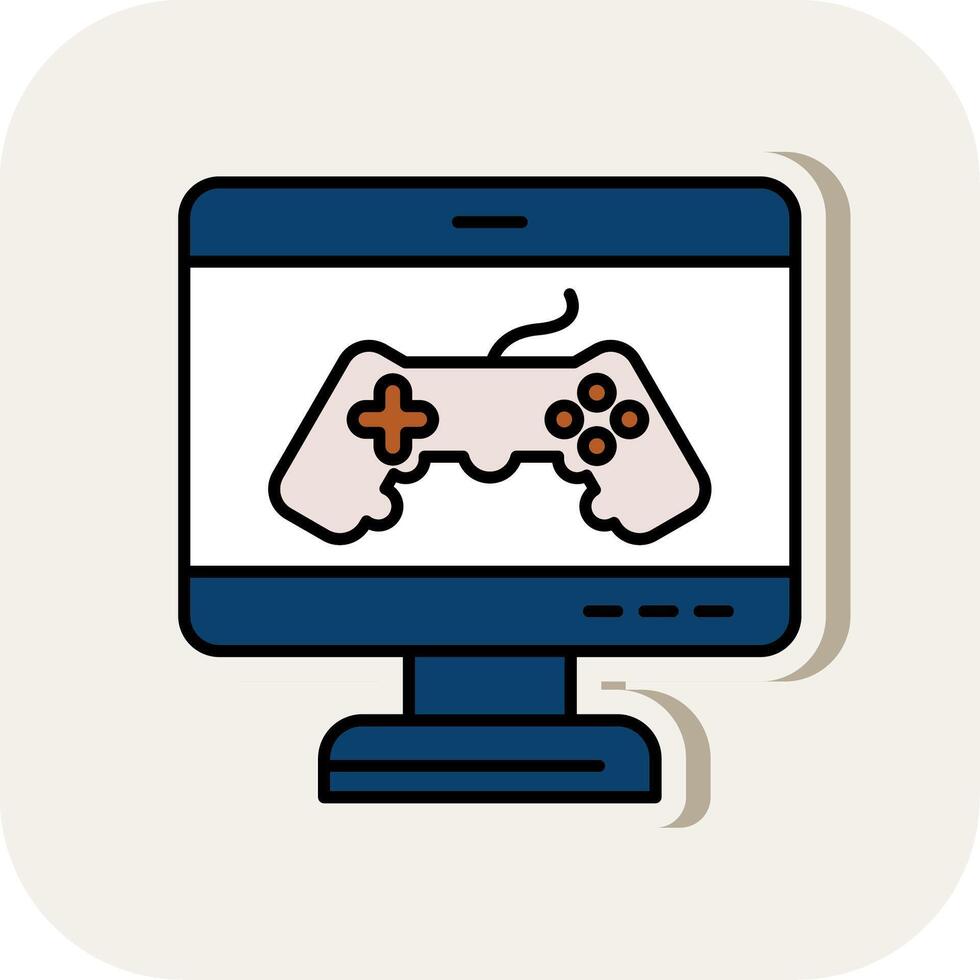 Game Line Filled White Shadow Icon vector