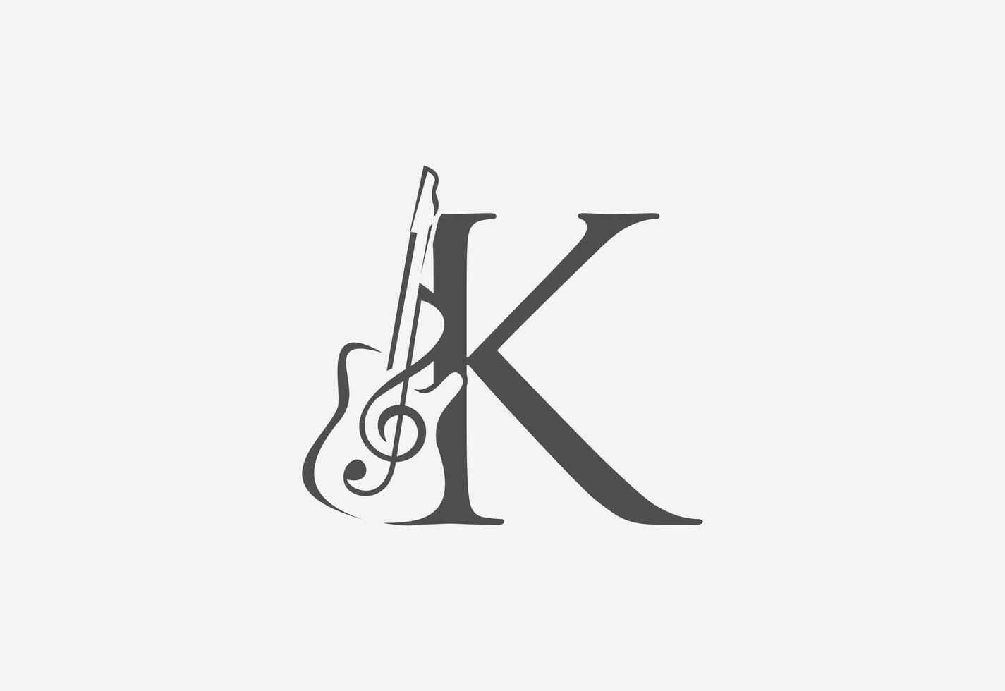 Music icon with latter K logo design creative concept vector