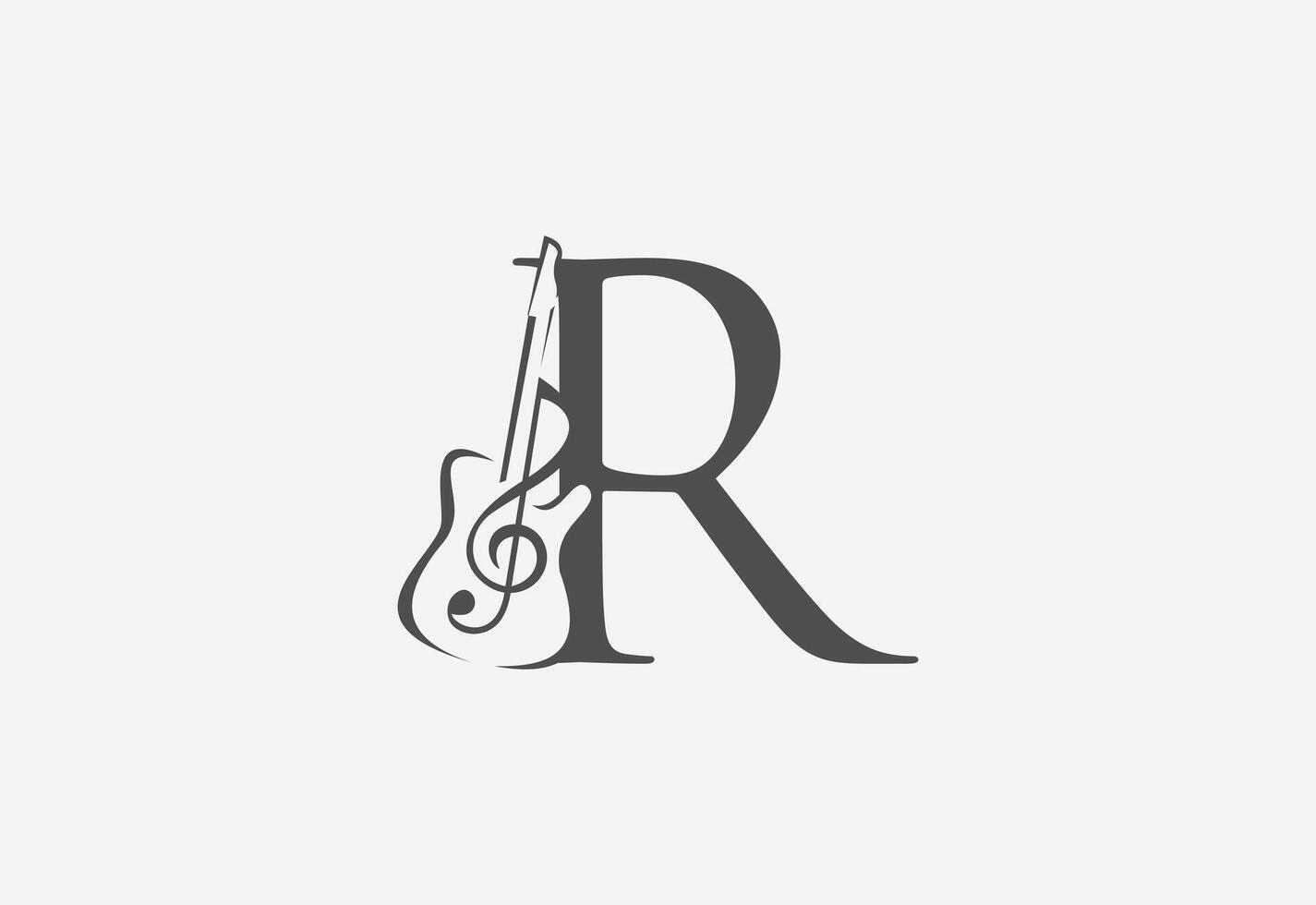 Music icon with latter R logo design creative concept vector