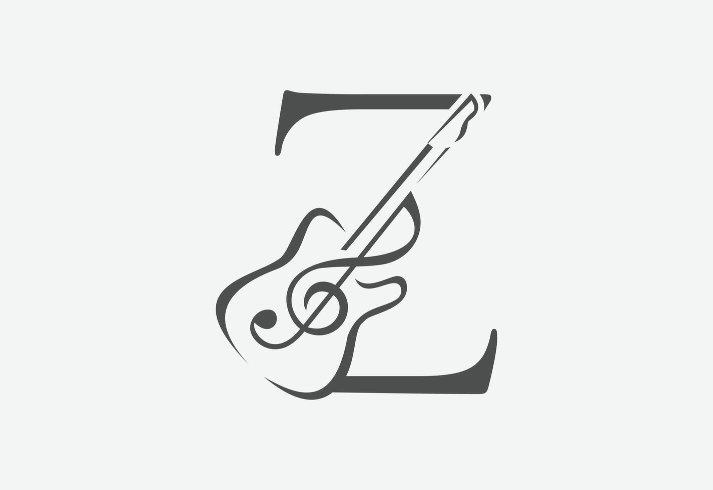 Music icon with latter Z logo design creative concept vector