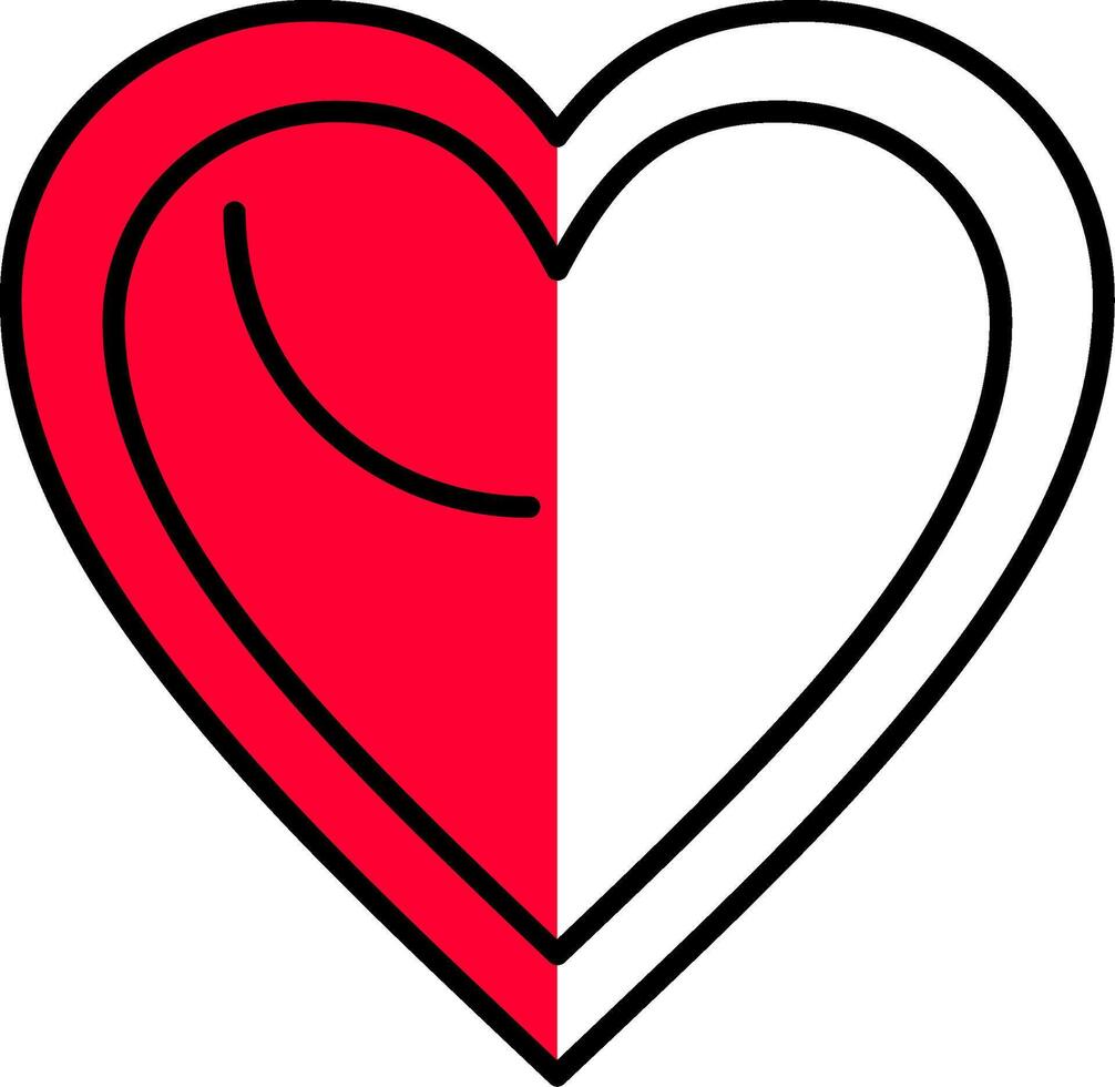 Heart Filled Half Cut Icon vector