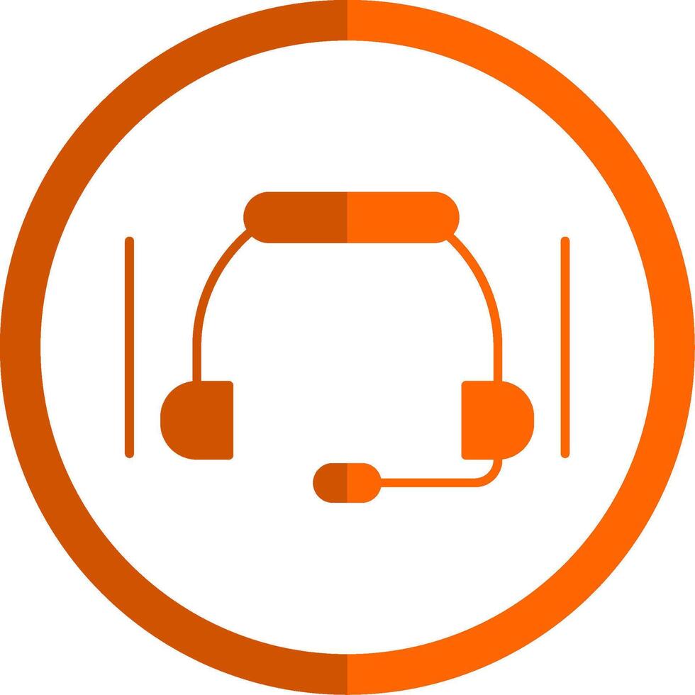 Headset Glyph Orange Circle Icon vector