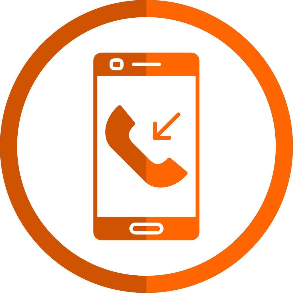 Incoming Call Glyph Orange Circle Icon vector