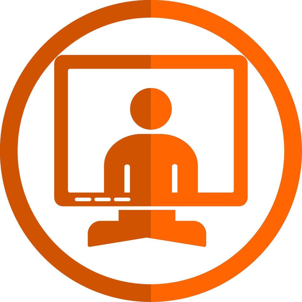 Online Meeting Glyph Orange Circle Icon vector
