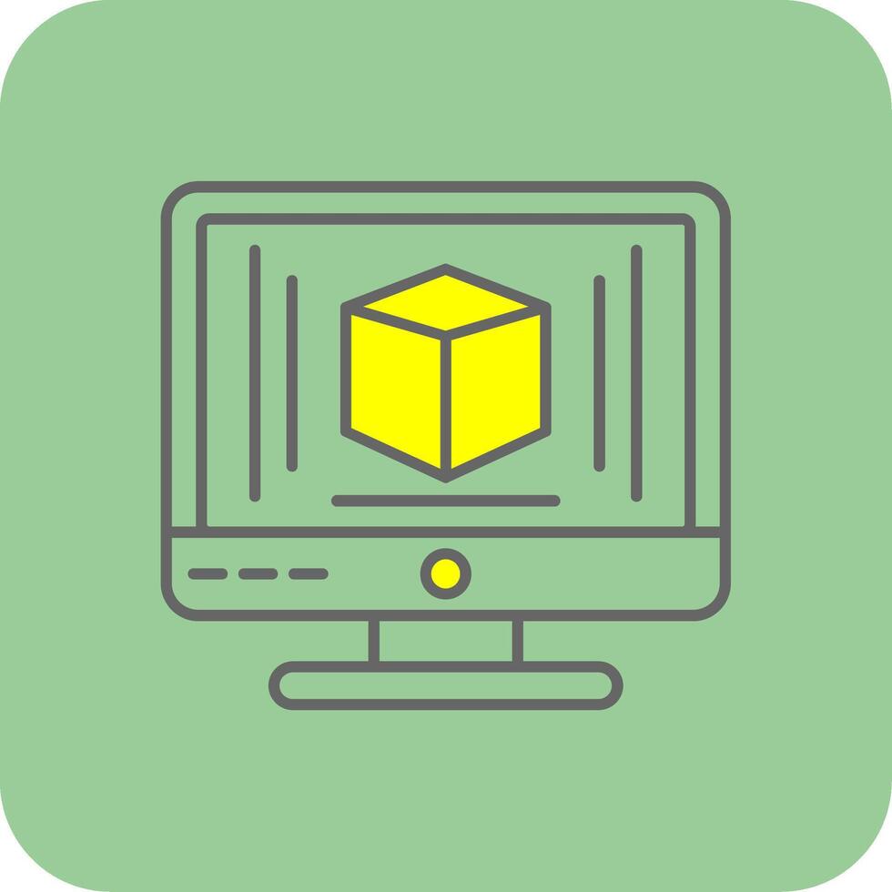 3d Modeling Filled Yellow Icon vector