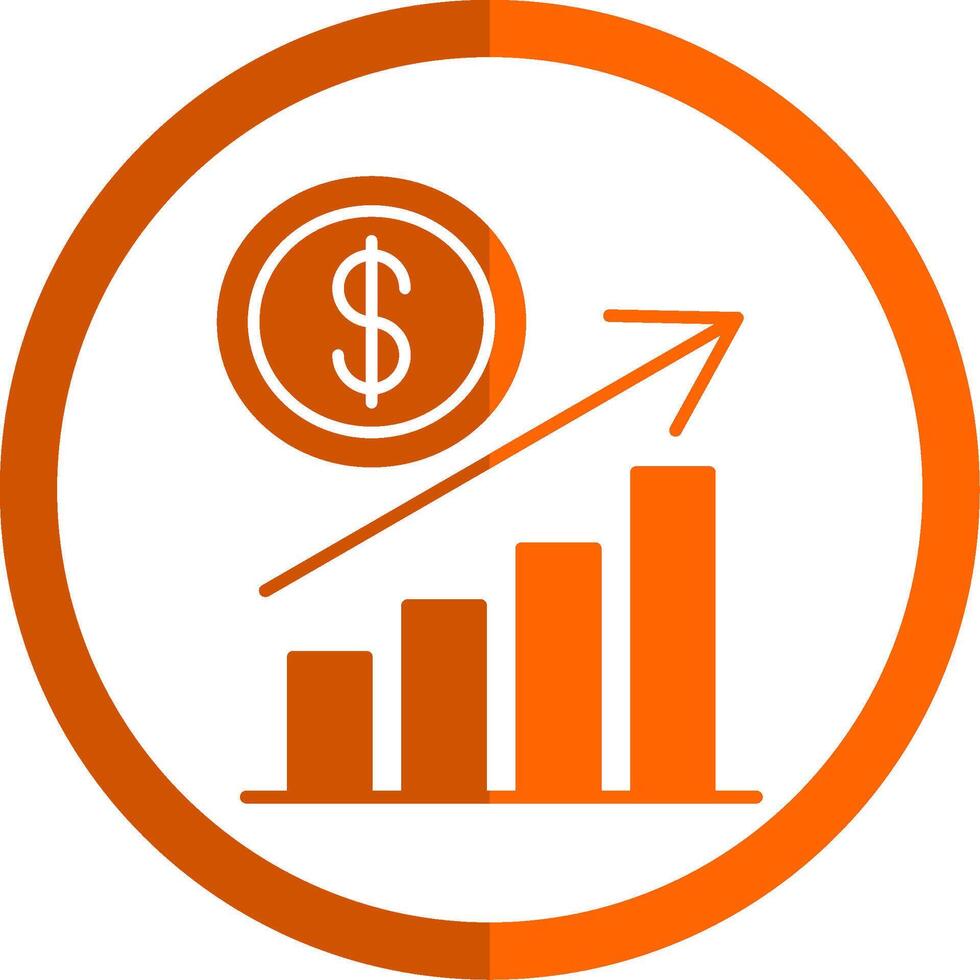 Growth Glyph Orange Circle Icon vector