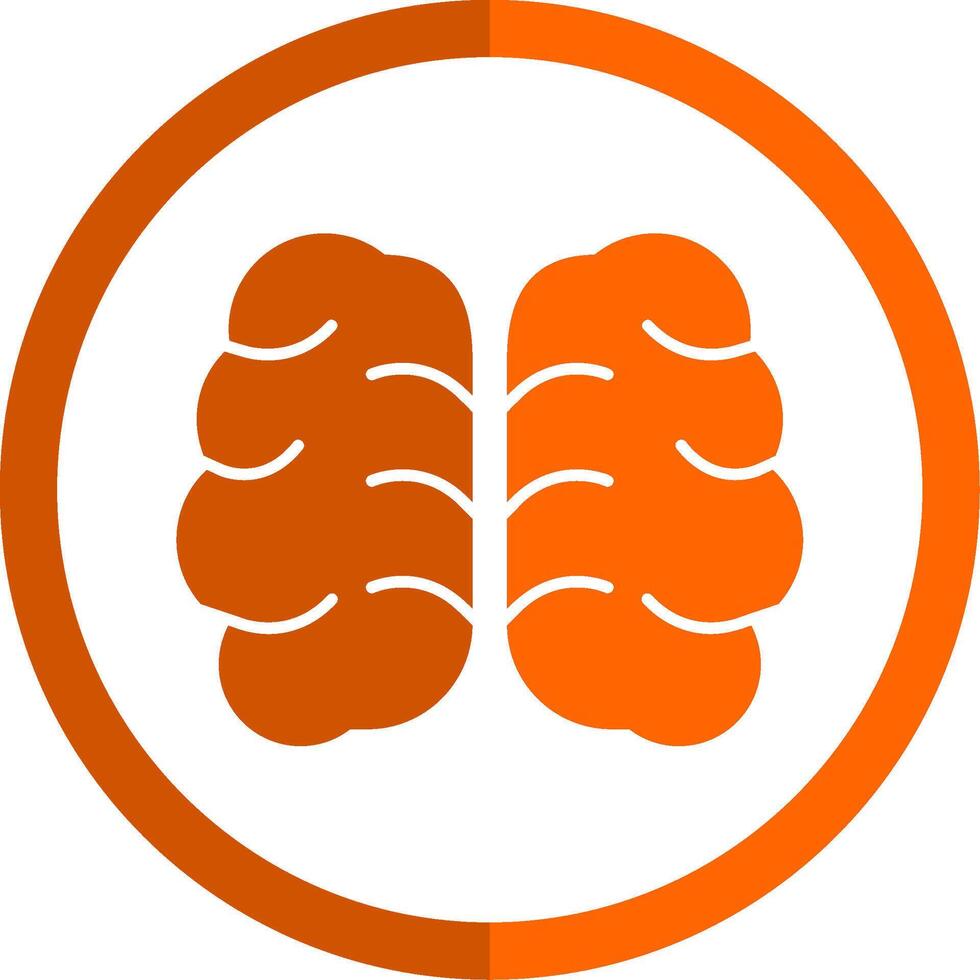 brain Glyph Orange Circle Icon vector