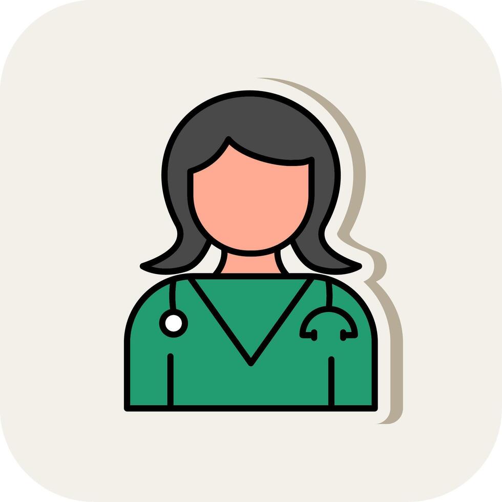 Doctor Line Filled White Shadow Icon vector