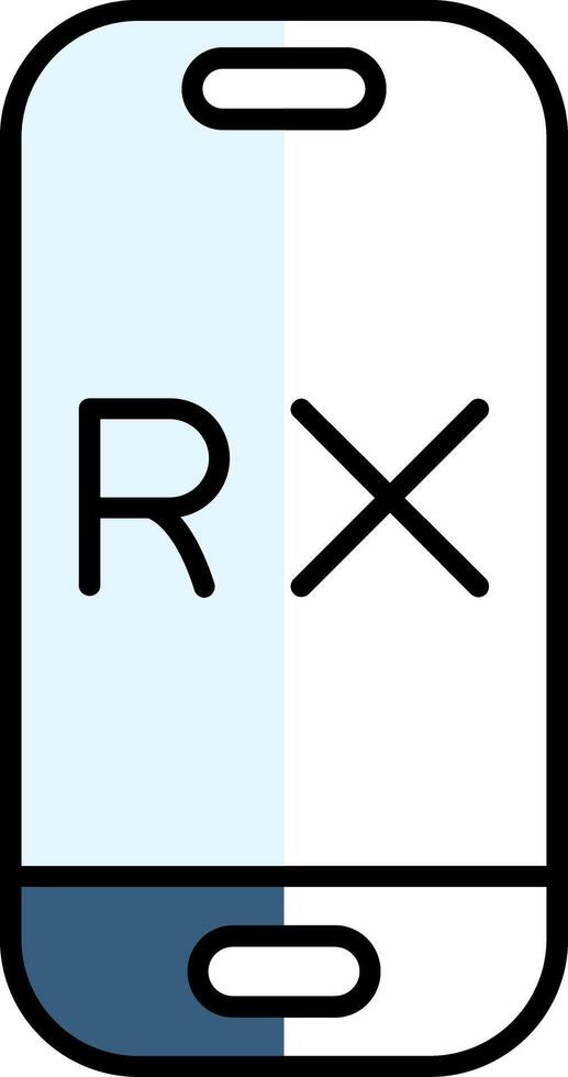 rx lleno medio cortar icono vector