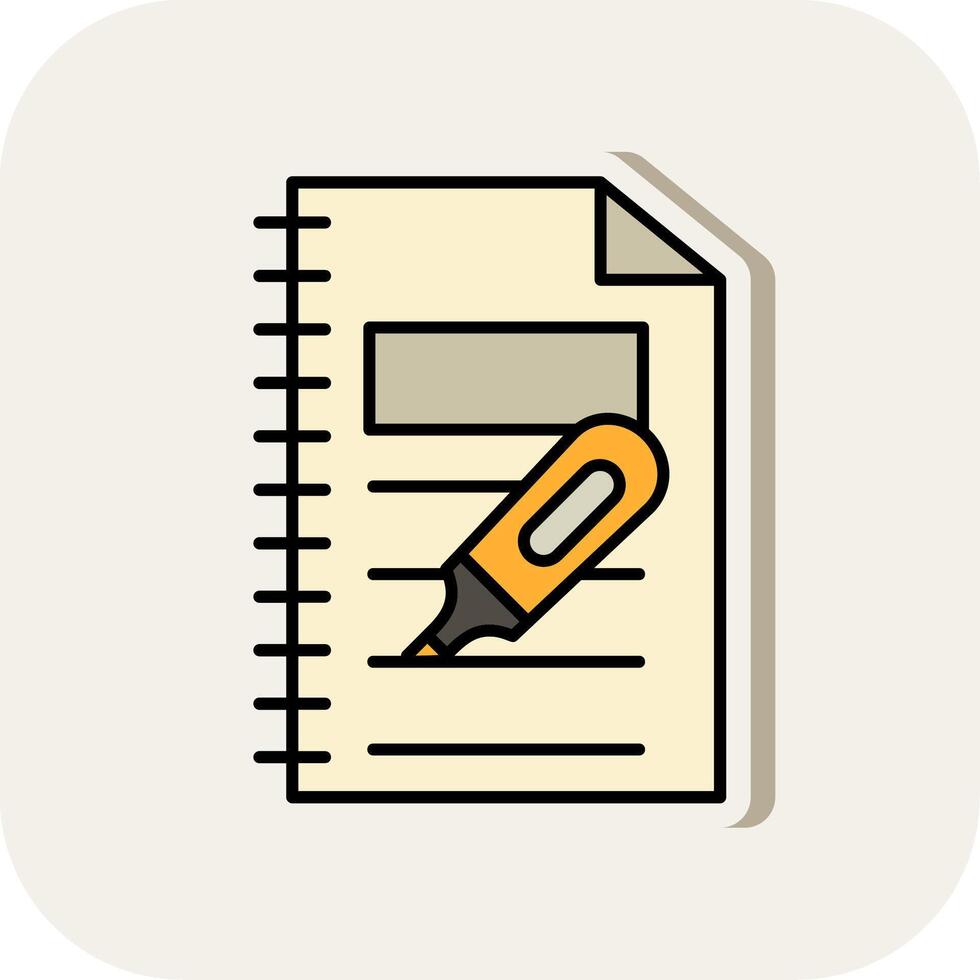 Highlighter Line Filled White Shadow Icon vector