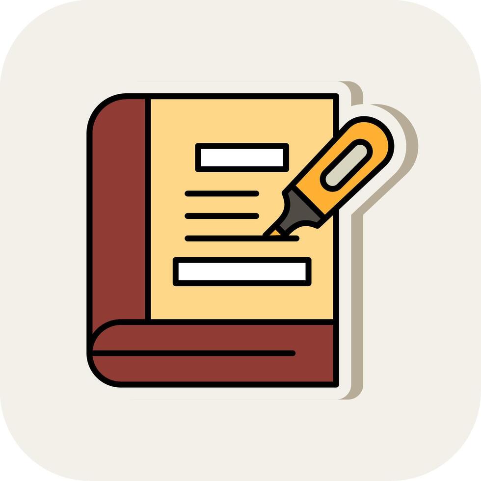Highlighter Line Filled White Shadow Icon vector