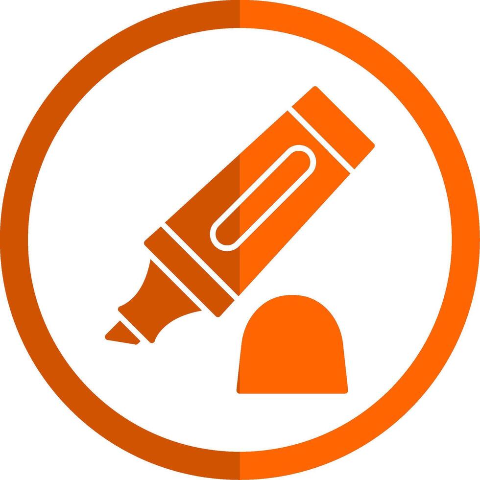 Highlighter Glyph Orange Circle Icon vector