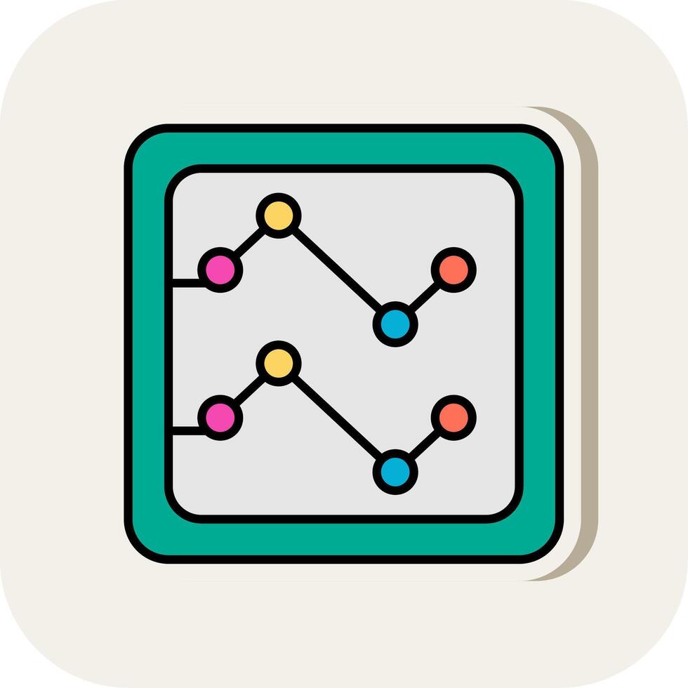 Line Chart Line Filled White Shadow Icon vector