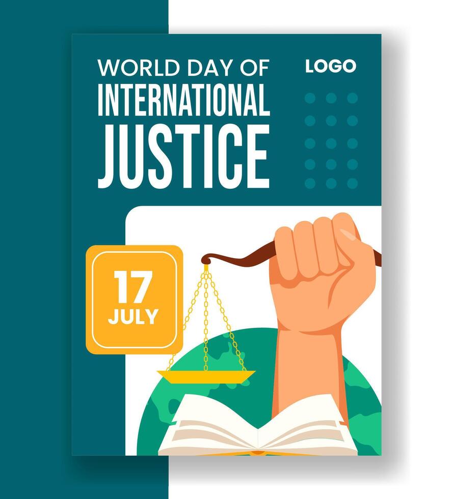 Day of Social Justice Vertical Poster Flat Cartoon Hand Drawn Templates Background Illustration vector