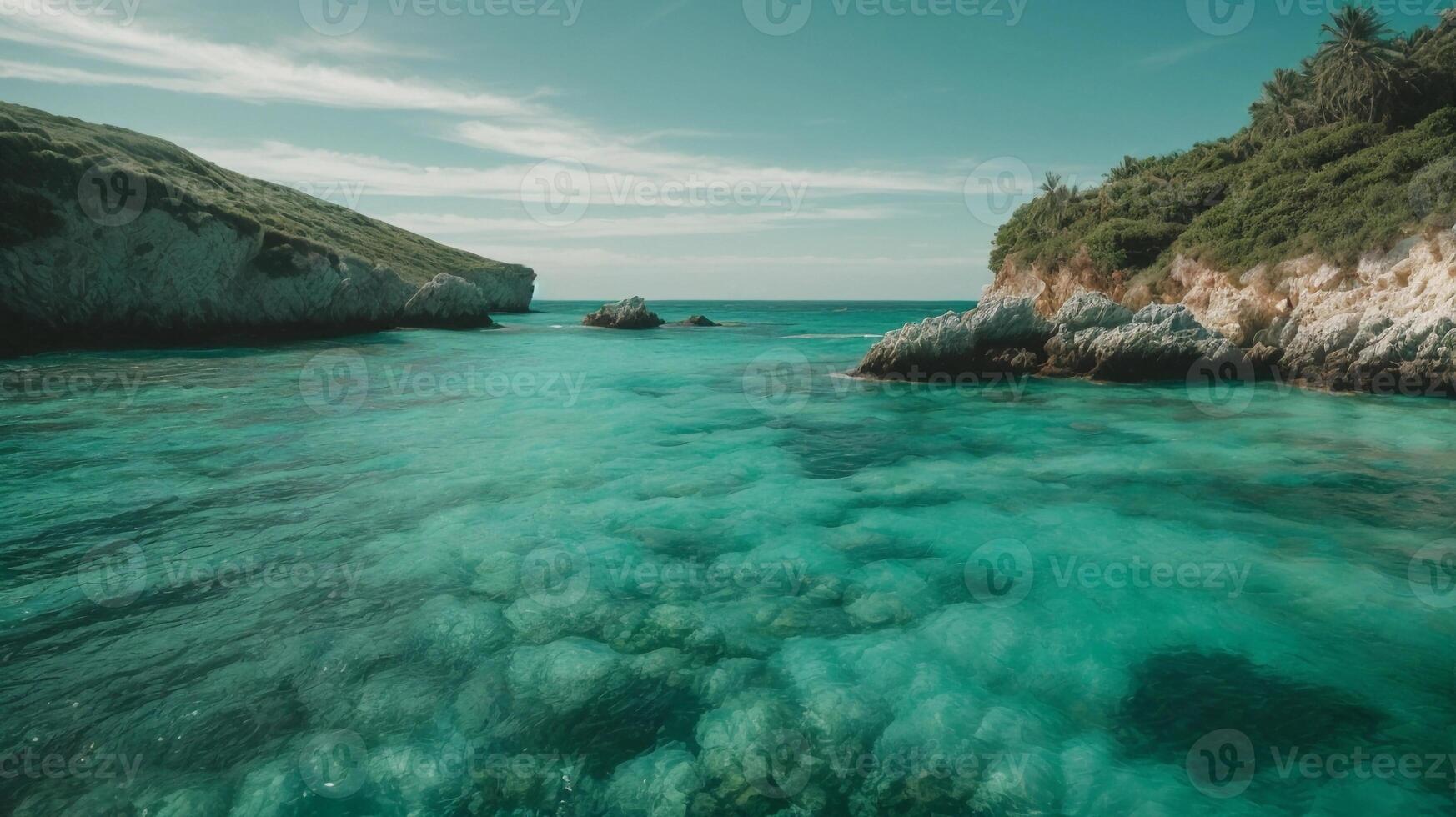 Crystal clear water surface in the ocean photo