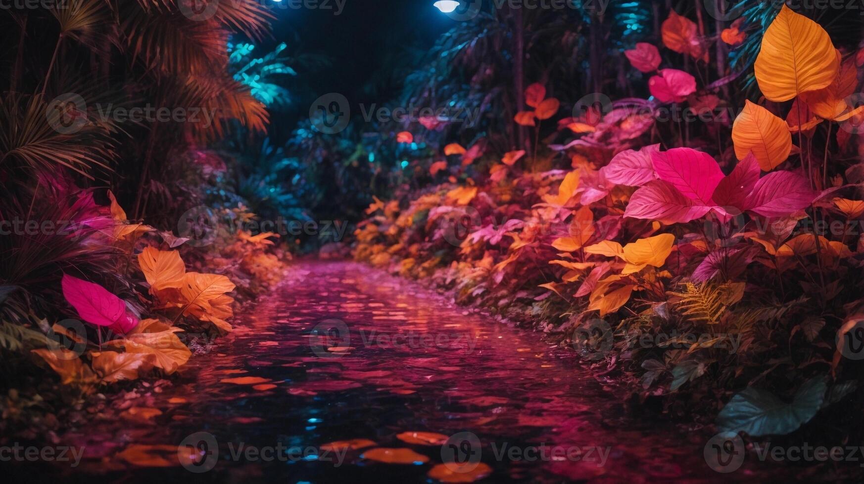 Lake and nature in neon color photo