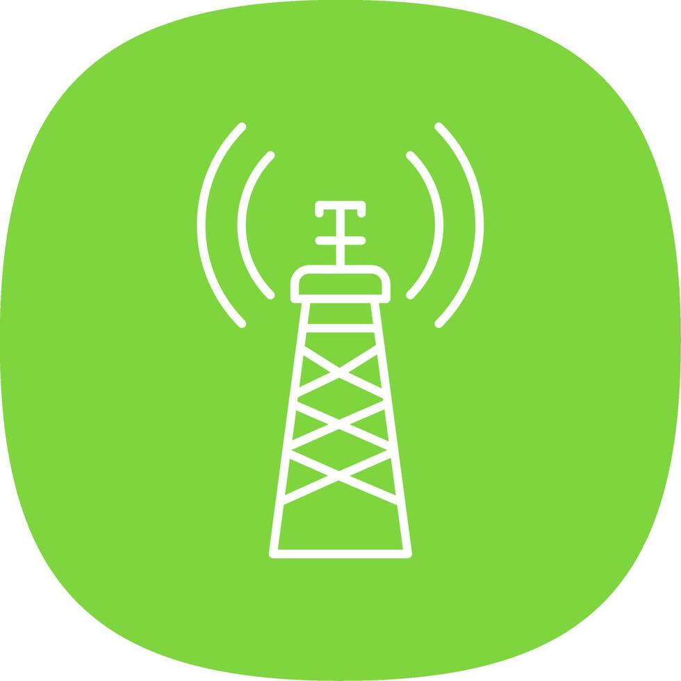 Signal Tower Line Curve Icon vector